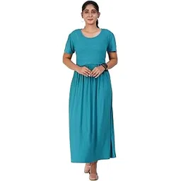 modest materna Green Ribbed Maternity Loungewear – 100% Cotton, Soft & Adjustable with Pockets, Long-Length, Sizes S-XXXL, Comfortable for Pregnancy, Postpartum & Nursing-picture-44
