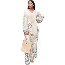 modestouze attires Cord Set for Women Cotton Stylish Poly Rayon Long Sleeves Turkish Co Ord Mandarin Neck Floral Print Western Co Order Set for Women, Wear as Office Coat, Travel Coord, Cot-picture-13