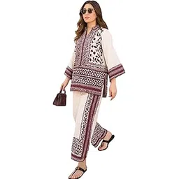 modestouze attires Cord Set for Women Cotton Stylish Poly Rayon - Turkish Co Ord Set for Women Stylish Mandarin Neck Floral Print Western Co Order Sets, Wear as Office Coat, Travel Coord, Cot-picture-16
