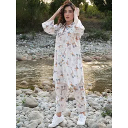 Modestouze Attires Printed Shirt Collar Top & Trousers Co-Ords-picture-13