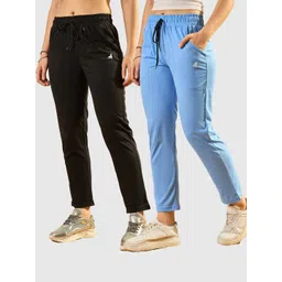 modeve Pack of 2 Women Solid Black, Light Blue Track Pants-picture-21