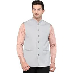 modi jacket Men's Grey Terry Wool Self Textured (Bandhgala Jacket) -WTBH-picture-33