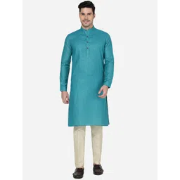Modi Kurta Checked Mandarin Collar Long Straight Kurta-picture-33