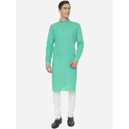 Modi Kurta Men Green Mandarin Collar Cotton Kurta-picture-23