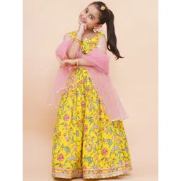Modish Couture Girls Embellished Pure Cotton Ready to Wear Lehenga & Blouse With Dupatta-picture-11