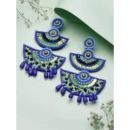 Moedbuille Beads and Sequins Contemporary Layered Design Handcrafted Tasselled Earrings-picture-25