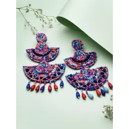 Moedbuille Beads and Sequins Contemporary Layered Design Handcrafted Tasselled Earrings-picture-31