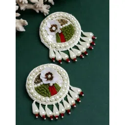 Moedbuille Handwoven Contemporary Design Silver Plated Handcrafted Tasselled Earrings-picture-37