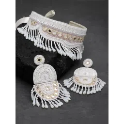 Moedbuille Mirrors Beads & Pearls Studded Handcrafted Contemporary Design Jewellery Set-picture-30
