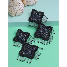 Moedbuille Silver Plated Beads & Pearls Contemporary Tasselled Handcrafted Earrings-picture-10