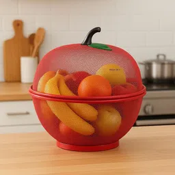 mogadget Apple Shape Fruit & Vegetable Basket With Protective Lidbey Stainless Steel Fruit & Vegetable Basket-picture-10