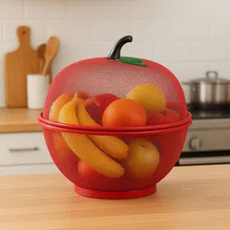 mogadget Steel Apple Shape Fruit & Vegetable Basket With Protective Lidatq- Storage Basket-picture-32