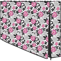 MOGNE FAB Dustproof, Waterproof PVC Printed LED TV Cover with Transparent Polythene Layer Compatible for 32 inches LED TVS (All Models) , Rose-picture-11