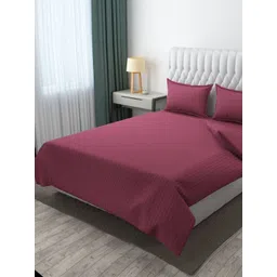 MOGNE FAB Maroon & Grey Striped 210 TC King Bedsheet Set 2.28 m x 2.54 m-picture-37