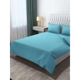MOGNE FAB Turquoise Blue & Grey Striped 210 TC King Bedsheet Set 2.28 m x 2.54 m-picture-38
