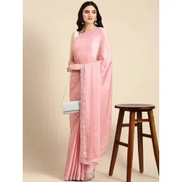 Mohey Pink Embellished Saree With Unstitched Blouse-picture-32
