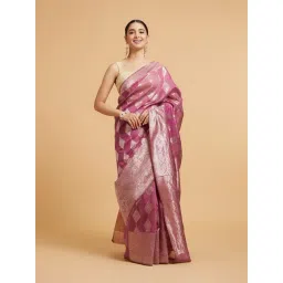 Mohey Purple Woven Saree with Blouse Piece-picture-16