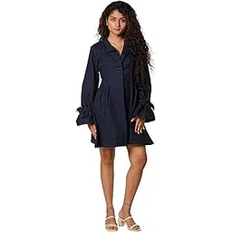 mohhi The Midnight Muse Denim Blazer/Dress- Collared, Ruffled Sleeves.-picture-35