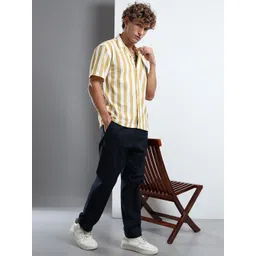 MOHICANS Striped Self Design Spread Collar Regular Fit Casual Shirt-picture-31