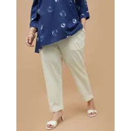 Moiree By Lifestyle White Cotton Plain Trousers-picture-24