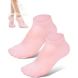Moisturizing Foot Mask Exfoliating Silicone Socks Beach Protective Socks, Women Foot Spa Pedicure Silicone Socks, Anti Slip Moisturizing Soft Gel Socks for Repairing Cracked Heel Dry Feet-1Pair-picture-17