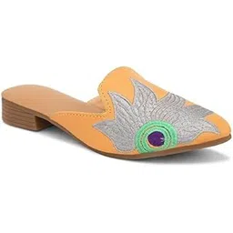 mojari art & handicraft Women's Embroidered Mojari Jutti Mules, Red with Floral Design-picture-50