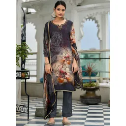 MOJILAA Women Floral Printed Regular Thread Work Kurta with Trousers & Dupatta-picture-30