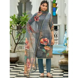 MOJILAA Women Floral Printed Straight Kurta with Trousers & With Dupatta Kurta Sets-picture-31