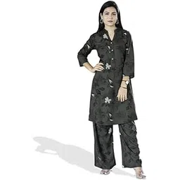 Women's Rayon Viscose 21 KG Floral & Leaf Printed Party Co-ord Set | Rayon Printed Co-Ord Set | Women Travel Suit | Fusion Airport Look | Office Wear | Regular Tunic Pant-image-35