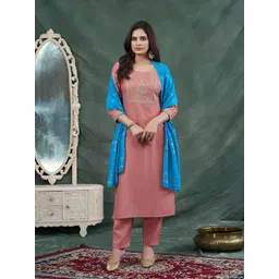 MOKOSH Women Ethnic Motifs Embroidered Kurta with Trousers & Dupatta-picture-17
