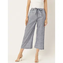 Molcha Women Striped Flared Cropped Palazzos-picture-19