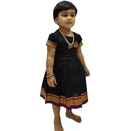 Mom and Me Baby Girls' Black Khan Dress Traditional Elegant Frock for Ages 0-5 Years| Perfect for Makar Sankranti Pongal Pedda Panduga BOR Nahan-picture-11