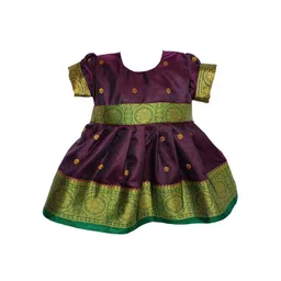 Mom and Me Girls Puff Sleeves Fit and Flare Ethnic Dresses-picture-46