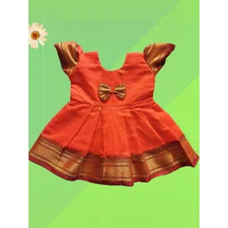 Mom and Me Orange Cotton Dresses-picture-39