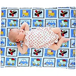 MOM CARE Cotton Newborn Baby Nappy Changing Mat Baby Urine Sheet Bed Protector with Plastics Base and Cotton Top for 0-6 Months (Pack of 2) Blue-picture-12
