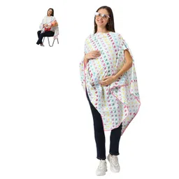 Mom for sure by Ketki Dalal Full Sleeves Owl Printed Nursing Scarf - White-picture-13