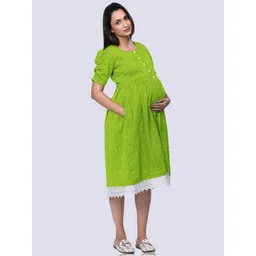Mom For Sure by Ketki Dalal Women Lime Green Maternity Dress-picture-28
