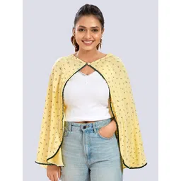 Mom For Sure by Ketki Dalal Women Yellow Printed Shrug-picture-19