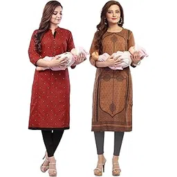 mom&bae Women's Printed Straight Maternity & Feeding Kurti with Concealed Zip, Combo Pack-picture-19