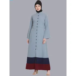 MOMIN LIBAS Women Grey & Blue Colourblocked Abaya Burqa-picture-33
