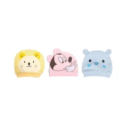MOMISY 3 Piece Small Cartoon Design Baby Cotton Cap for Newborn Baby Boys and Girls-Cat Yellow, Mickey Pink, Panda Blue-picture-14