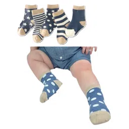 MOMISY 5 Pairs Baby Girl Boys Tube Socks Toddlers Infant Solid Color Boat Spring and Autumn Socks Stretch Baby Socks (Navy, 6 Year to 8 Year)-picture-22