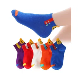 MOMISY 5 Pairs Baby Kids Girl Boys Tube Socks Toddlers Comfortable Ankle Length gifts (HappySmile, 3 to 5 year)-picture-27