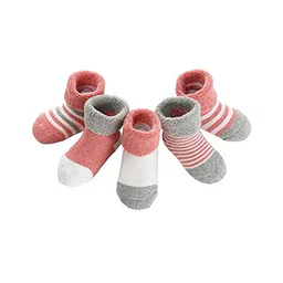 MOMISY Cotton Ankle Length Socks Pack of 5 - Pink-picture-35