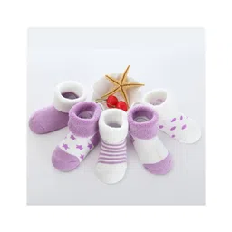 MOMISY Cotton Ankle Tube Socks Pack of 5 - Purple-picture-19