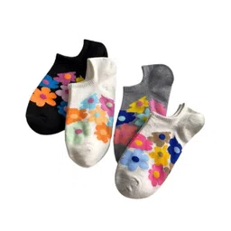 MOMISY Cotton Blend Pack Of 4 Floral Designed Socks - Multi Colour-picture-19