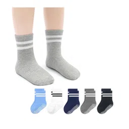 MOMISY Cotton Pack Of 6 Striped Anti Skid Socks - Multi Colour-picture-18