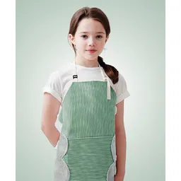 MOMISY Kitchen Cooking Apron with Pocket and 2 Stitched Towels Waterproof Adjustable Durable Stripe Kitchen Women Men Apron with Pockets Bib (Striped Green)-picture-17