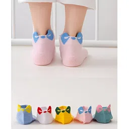 MOMISY Pack Of 5 Animal Eye Applique Detailed & Designed Socks - Multi Colour-picture-21