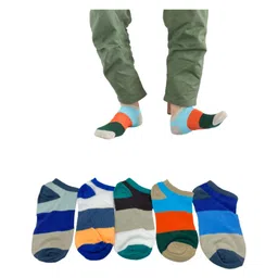 MOMISY Premium Cotton Cushion Ankle Length Socks Pack of 5 - Multicolor-picture-28